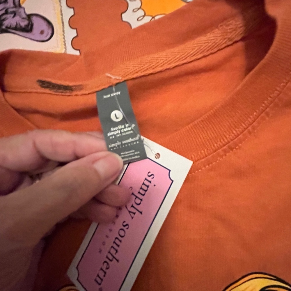 Simply Southern Orange Halloween Tee. Size Large - Picture 2 of 2